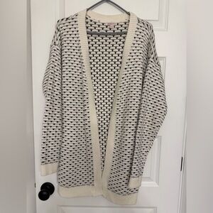 Merona Cream and Black Open-Front Cardigan XL